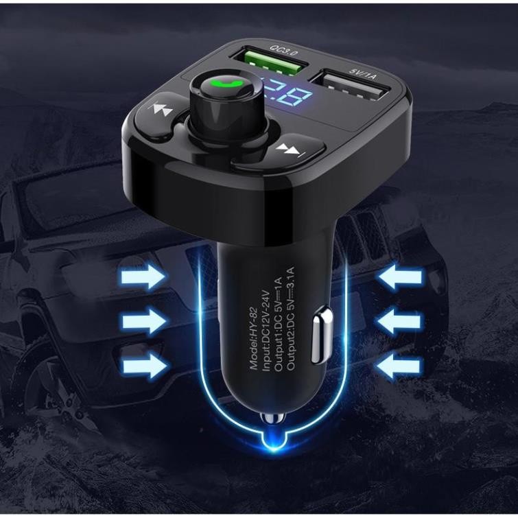 Tẩu phát nhạc qua Bluetooth trên ô tô, hỗ trợ đàm thoại rảnh tay Hyundai HY87 - Sạc nhanh QC3.0 . .