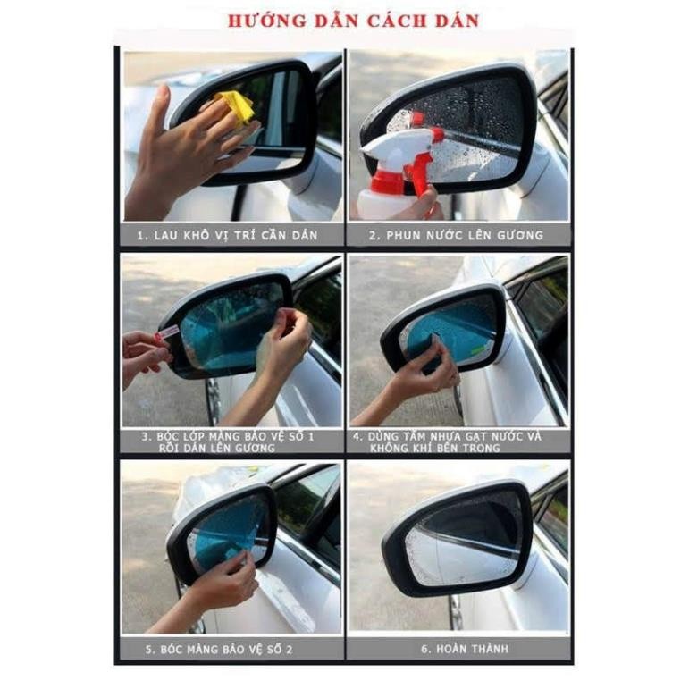 Miếng dán chống bám nước cho gương kính ô tô xe hơi . .