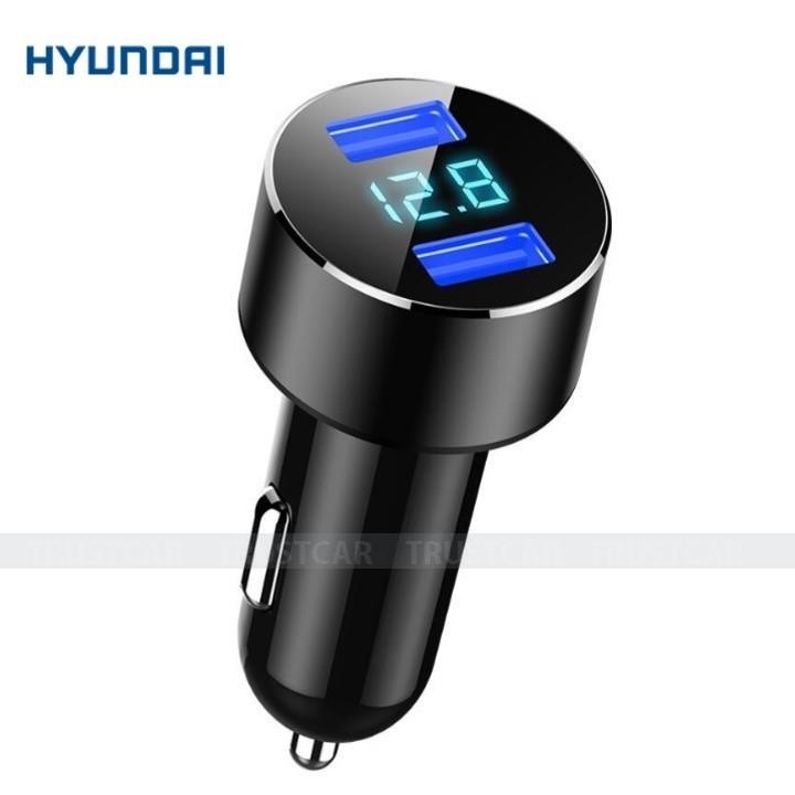 Tẩu sạc ô tô Hyundai HY-36 - Sạc nhanh Quick 3.0, 3.1A, 5V, 120W - Chất liệu: Nhôm + nhựa PVC chống cháy