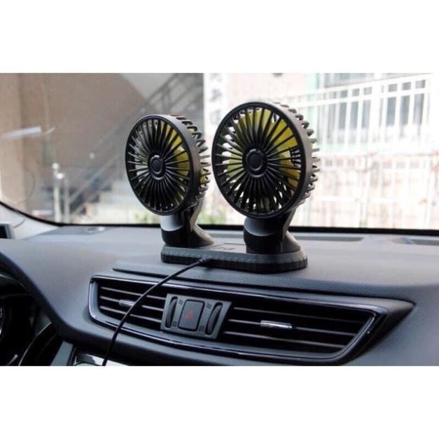 quạt ô tô 12v, 24V 360 xoay mini đôi quạt loa ô tô