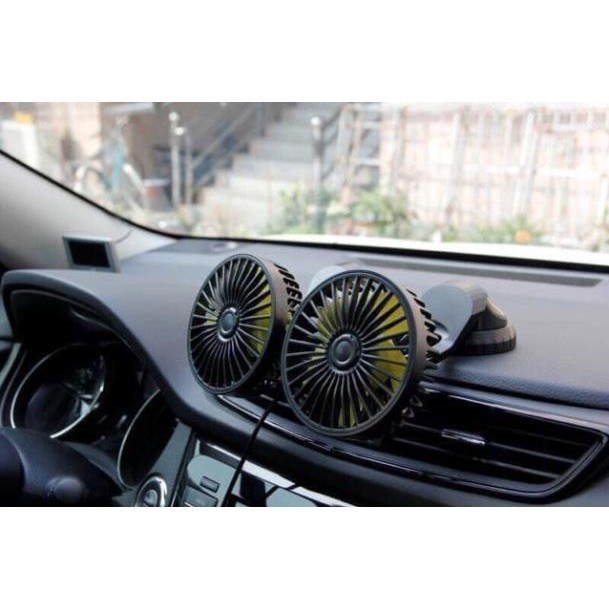 quạt ô tô 12v, 24V 360 xoay mini đôi quạt loa ô tô