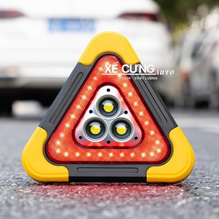 Đèn Led Cảnh Báo Khẩn Cấp Hình Tam Giác 4 Chế Độ Sáng Chạy Pin Sạc Kiêm Nguồn Điện Dự Phòng BH 1 năm