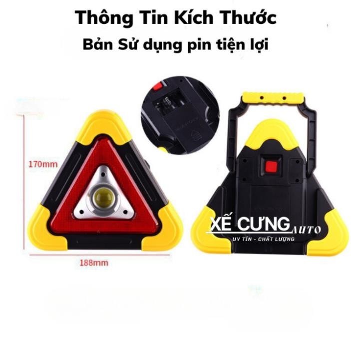 Đèn Led Cảnh Báo Khẩn Cấp Hình Tam Giác 4 Chế Độ Sáng Chạy Pin Sạc Kiêm Nguồn Điện Dự Phòng BH 1 năm