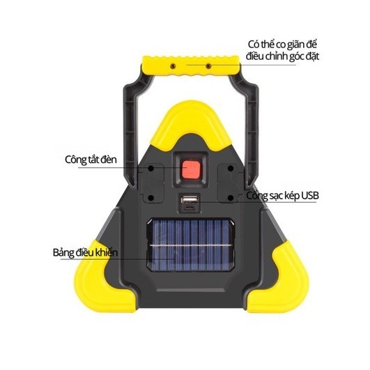 Đèn Led Cảnh Báo Khẩn Cấp Hình Tam Giác 4 Chế Độ Sáng Chạy Pin Sạc Kiêm Nguồn Điện Dự Phòng BH 1 năm