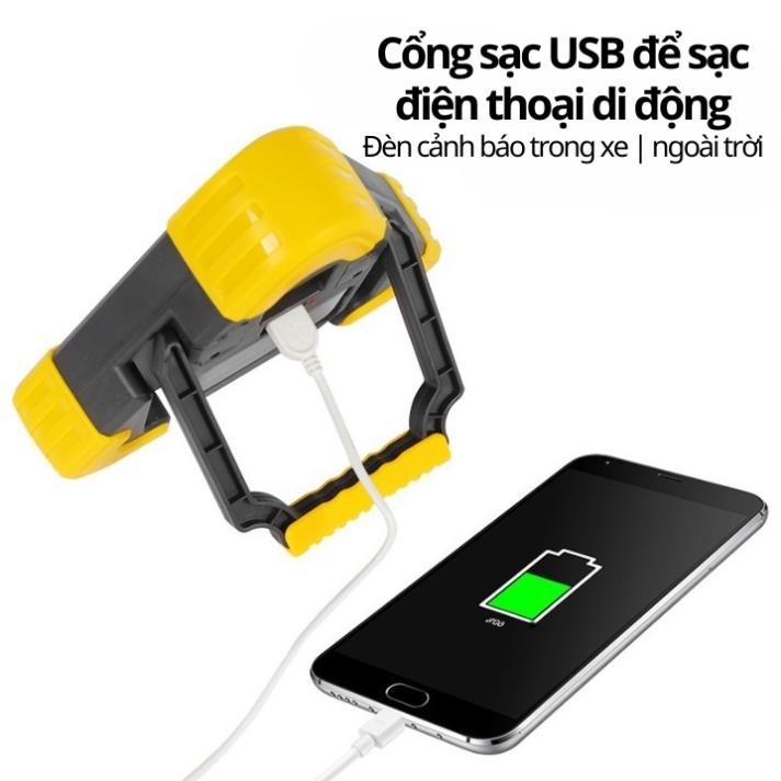 Đèn Led Cảnh Báo Khẩn Cấp Hình Tam Giác 4 Chế Độ Sáng Chạy Pin Sạc Kiêm Nguồn Điện Dự Phòng BH 1 năm