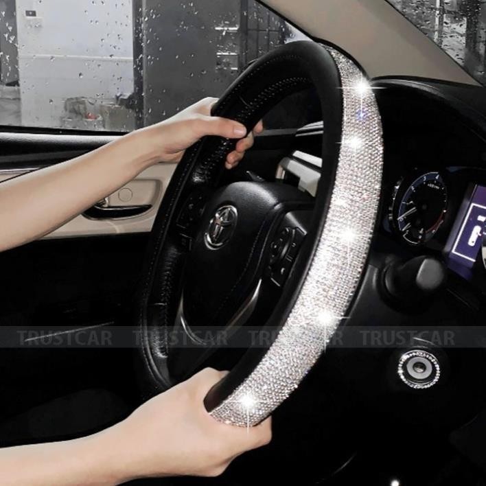 Bọc Vô Lăng Ô Tô Cao Cấp Đính Đá Sang Trọng size 38cm (dạng tròn và dạng dcut)