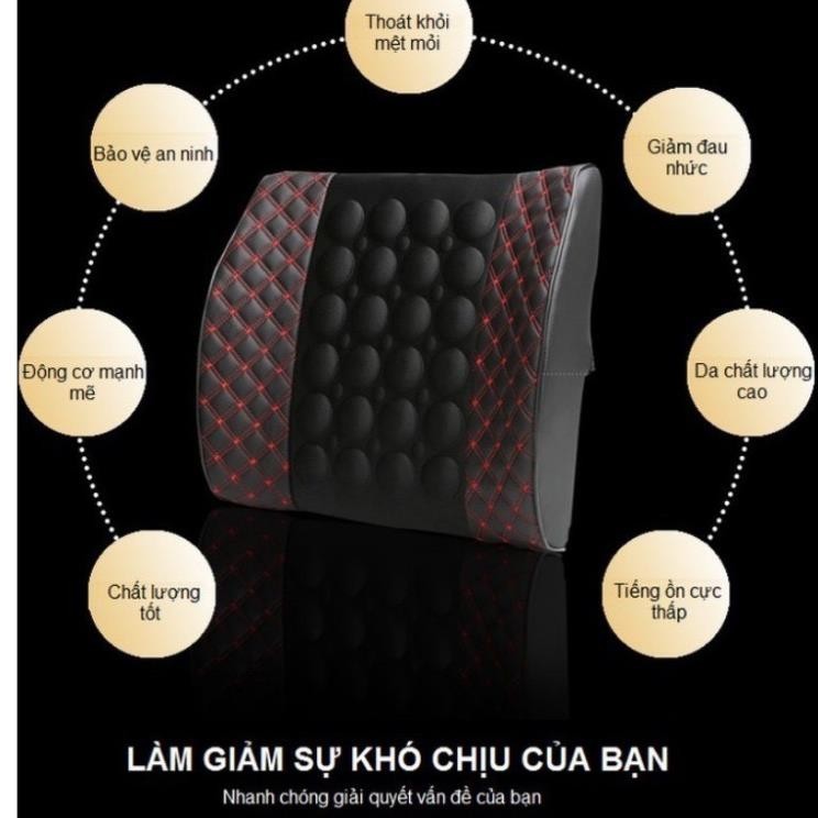 Gối Tựa Lưng Massage Ô Tô - Đệm Massage Lưng Gắn Ghế Xe Hơi - Gối Tựa Lưng Mát Xa Dùng Điện 12V & 24V Giảm Đau Cột Sống