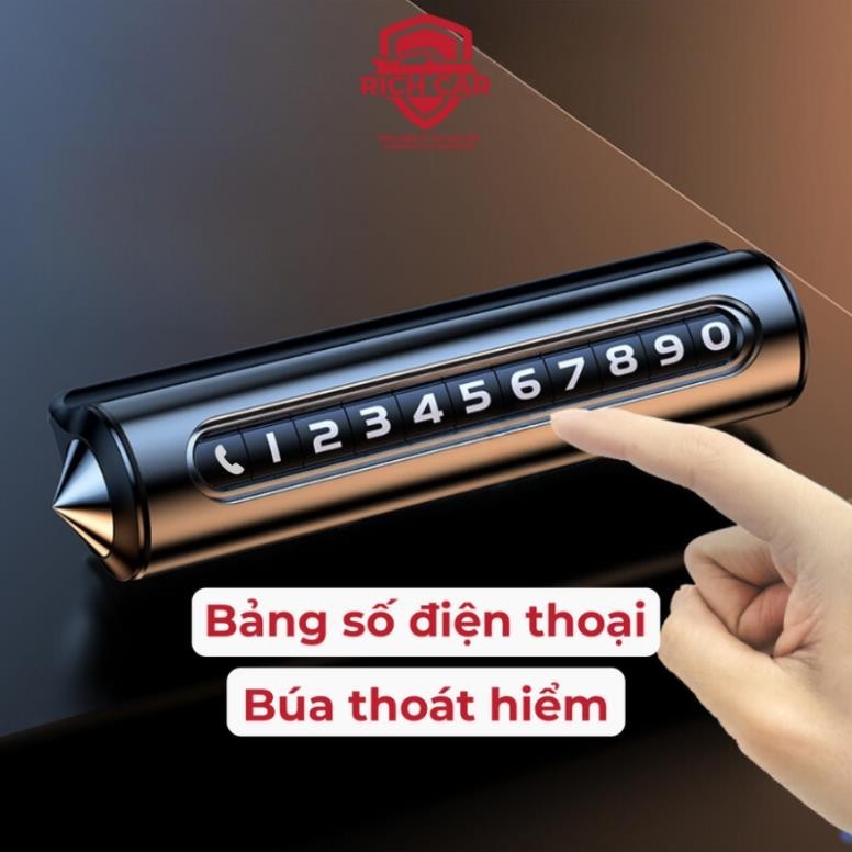 Bảng số điện thoại ô tô cao cấp, hợp kim nhôm, đầu nhọn kiêm búa thoát hiểm