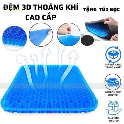 Đệm Ngồi Bệt Silicon 2 lớp Thế Hệ Mới Dạng Gel 3D Tổ Ong Nệm Lót Ghế Thoáng Khí Tuần Hoàn Ngồi Lâu Không Mỏi