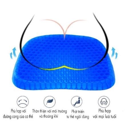 Đệm Ngồi Bệt Silicon 2 lớp Thế Hệ Mới Dạng Gel 3D Tổ Ong Nệm Lót Ghế Thoáng Khí Tuần Hoàn Ngồi Lâu Không Mỏi