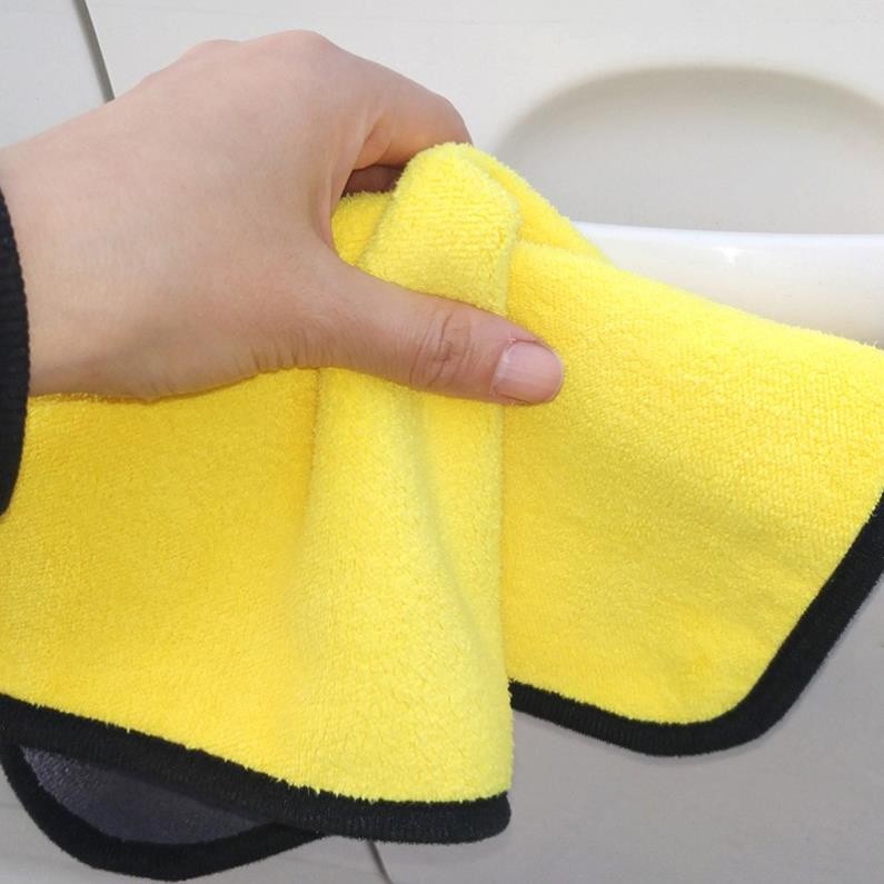 Khăn Lau Đa Năng Microfiber 2 Mặt Vàng - Xám Siêu Thấm Cực Dày Không Đổ Lông Chuyên Dụng Cho Ô Tô Xe Hơi + .