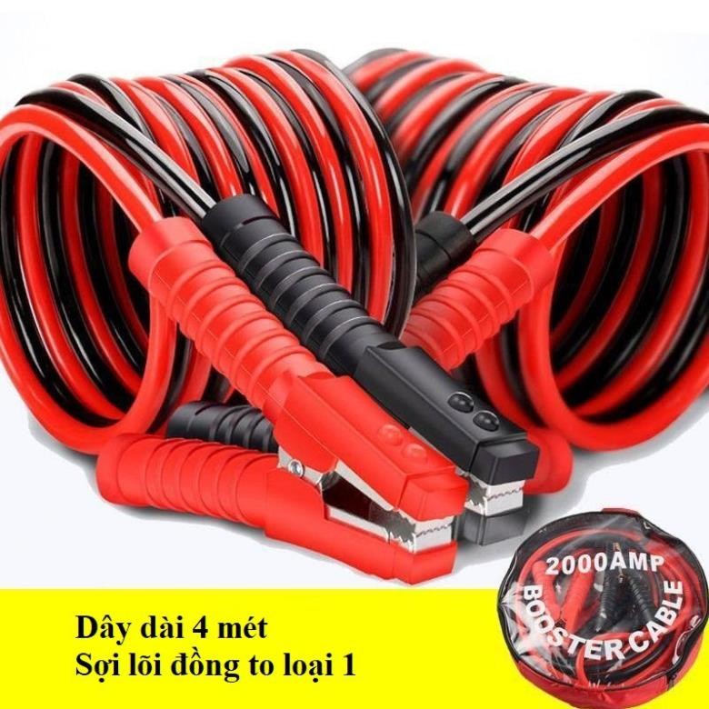 Dây Câu Kích Bình Ắc Quy Cứu Hộ Ô Tô Xe Hơi Khẩn Cấp 2000AMP Dài 4 Mét, 500AMP 2 mét