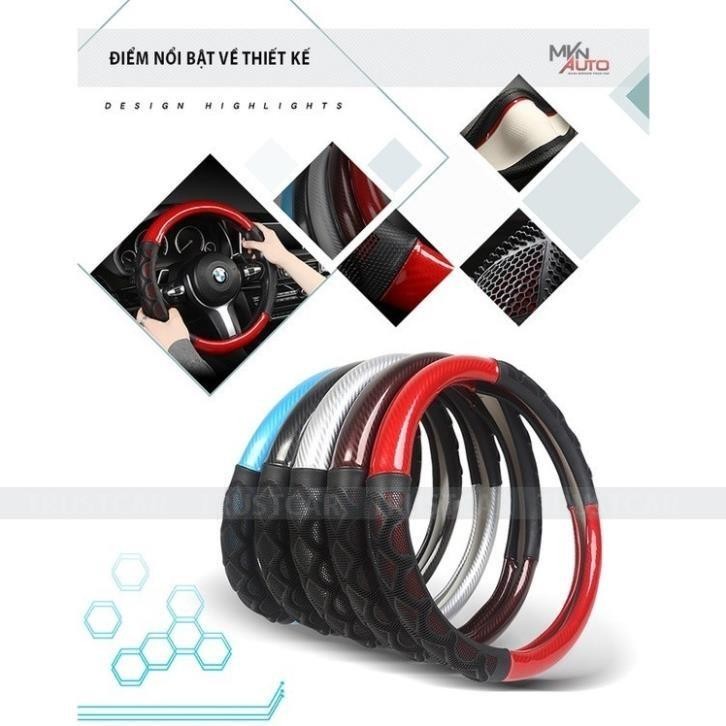 Bọc Vô Lăng Sợi CARBON Chống Trượt, Chống Bám Mồ Hôi Tay - Size 38cm