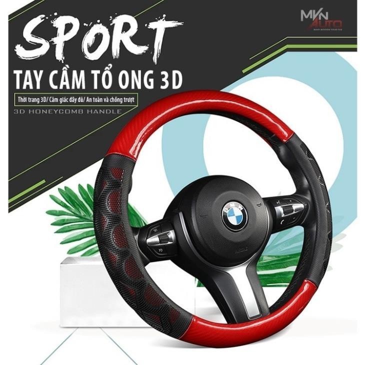 Bọc Vô Lăng Sợi CARBON Chống Trượt, Chống Bám Mồ Hôi Tay - Size 38cm