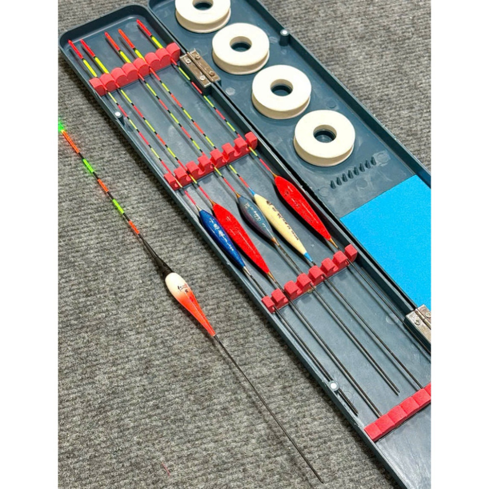 Combo Hộp phao xanh & 5 Phao Ngày + 1  phao điện  ( kèm pin ) gal562hh