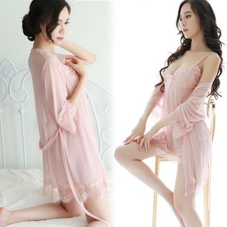Tặng kèm chip + Váy ngủ + Áo choàng ren sexy DN06 Đồ ngủ nữ Gợi cảm Bộ ngủ quyến rũ mặc nhà xuyên thấu