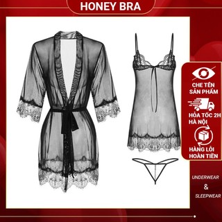 Sét Áo choàng + Váy Ngủ Ren Cao Cấp Sexy DN06 CHE TÊN Đồ ngủ nữ gợi cảm mặc nhà Quyến Rũ Tặng Chip