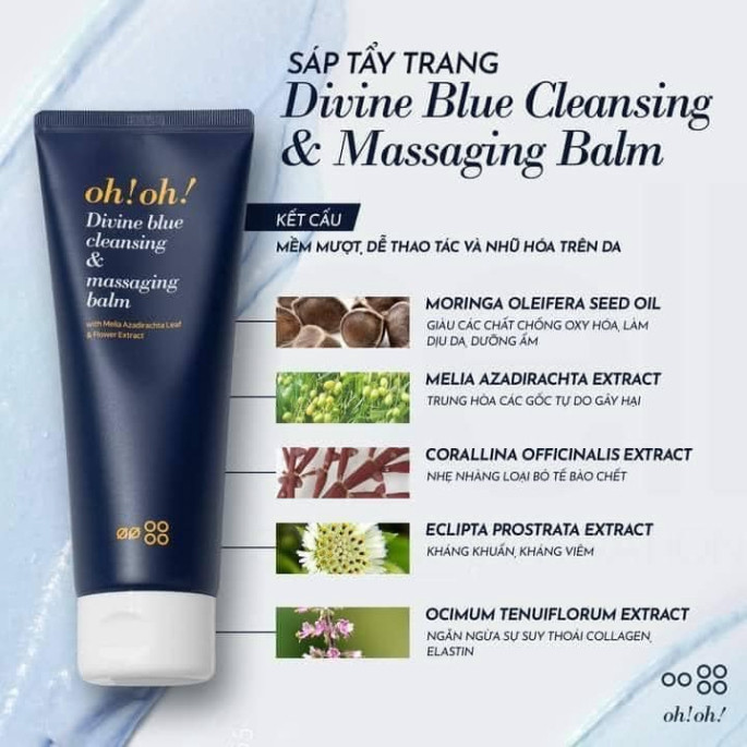 Sáp tẩy trang Oh Oh Divine Blue Cleansing & Massaging Balm