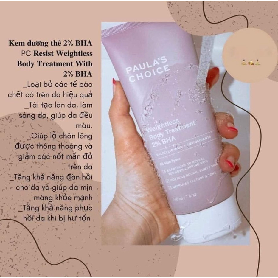 KEM DƯỠNG THỂ VÀ TẨY DA CHẾT BODY PAULA’S CHOICE  BHA , AHA 210ML