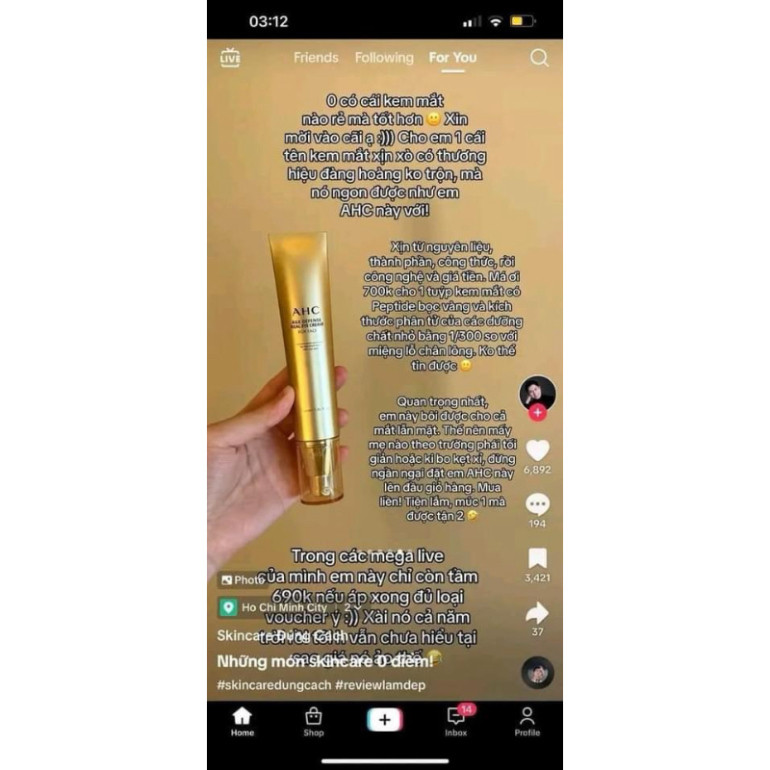 Kem mắt AHC Age Defense Real Eye cream for Face
