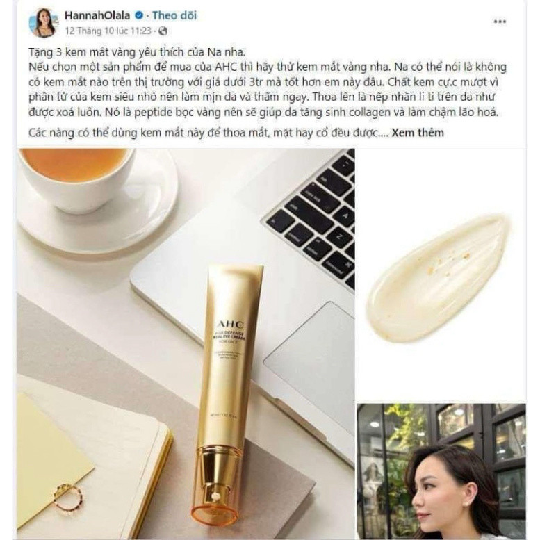 Kem mắt AHC Age Defense Real Eye cream for Face