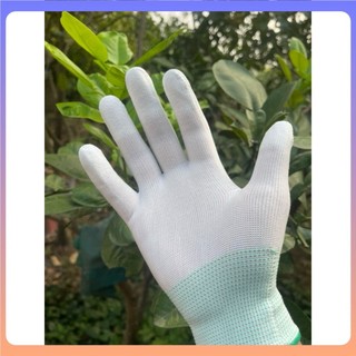 [RẺ + HỎA TỐC] Găng Tay Bảo Hộ Màu Trắng Phủ PU Đầu Ngón ESD Đảm Bảo An Toàn Lao Động bởi OKAMAS