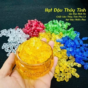 Combo Bát Tụ Bảo Thủy Tinh + đầy Hạt Đậu Pha Lê Đủ Màu , Size 6cm 8cm, phong thủy tài lộc cho gia chủ