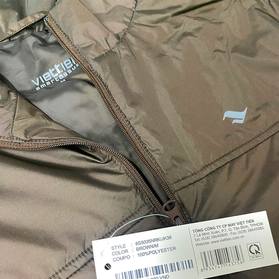 VIỆT TIẾN - Áo Khoác Gió Màu Nâu Chống Nắng Thể Thao,Trượt Nước,Siêu Nhẹ,Viettien Smart Casual