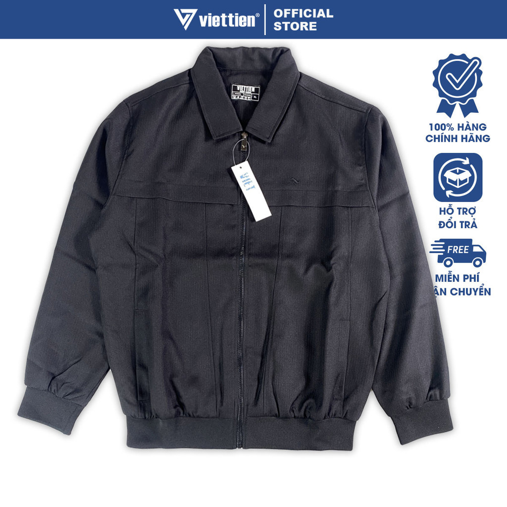 VIỆT TIẾN - Áo Khoác Gió Chống Nắng Thể Thao Màu Đen Trơn,Trượt Nước,Siêu Nhẹ Viettien Smart Casual