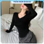 Áo Thun Bigsize CỔ TIM TAY DÀI (MS 217), Chất Tăm Lạnh Co Giãn Thoải Mái, Ôm Body Size Từ 40-85 Kg