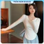 Áo Thun Bigsize CỔ TIM TAY DÀI (MS 217), Chất Tăm Lạnh Co Giãn Thoải Mái, Ôm Body Size Từ 40-85 Kg