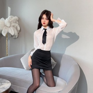 Cosplay Thư ký sexy Tặng cà vạt cao cấp gợi cảm DN20 Váy ngủ ôm Body kèm Áo sơ mi trắng nữ công sở quyến rũ cám dỗ