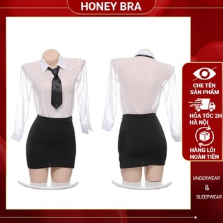 Bộ đồ cô thư ký xinh đẹp gợi cảm kèm cavat loại tốt DN20 Đồ ngủ nữ cosplay cô giáo sexy quyến rũ cám dỗ