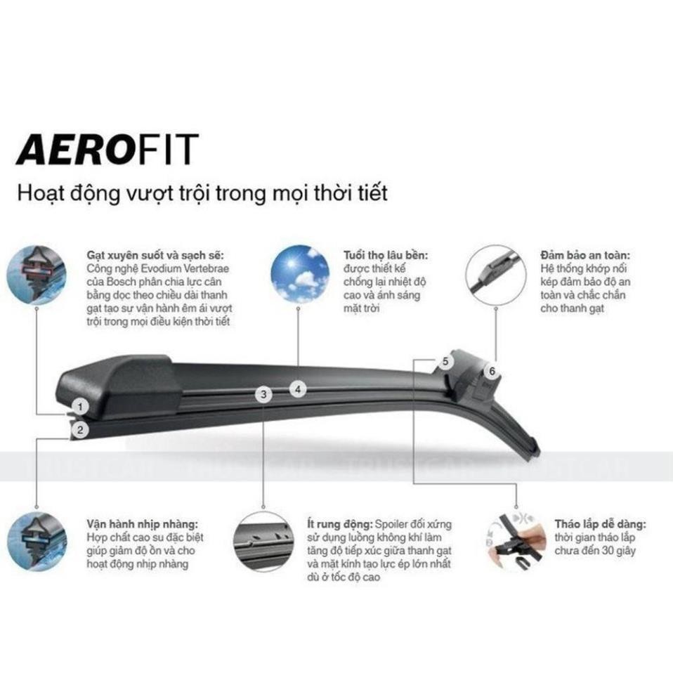 Gạt mưa xe Honda Accord thương hiệu Bosch Aerofit lưỡi silicon cao cấp chính hãng