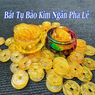 [ĐÃ SÊN] COMBO Bát Tụ Bảo Kèm Xu Cổ Âm Dương Thủy Tinh 7 Xu và 9 Xu cho Nam Nữ , chiêu tài hút lộc bình an
