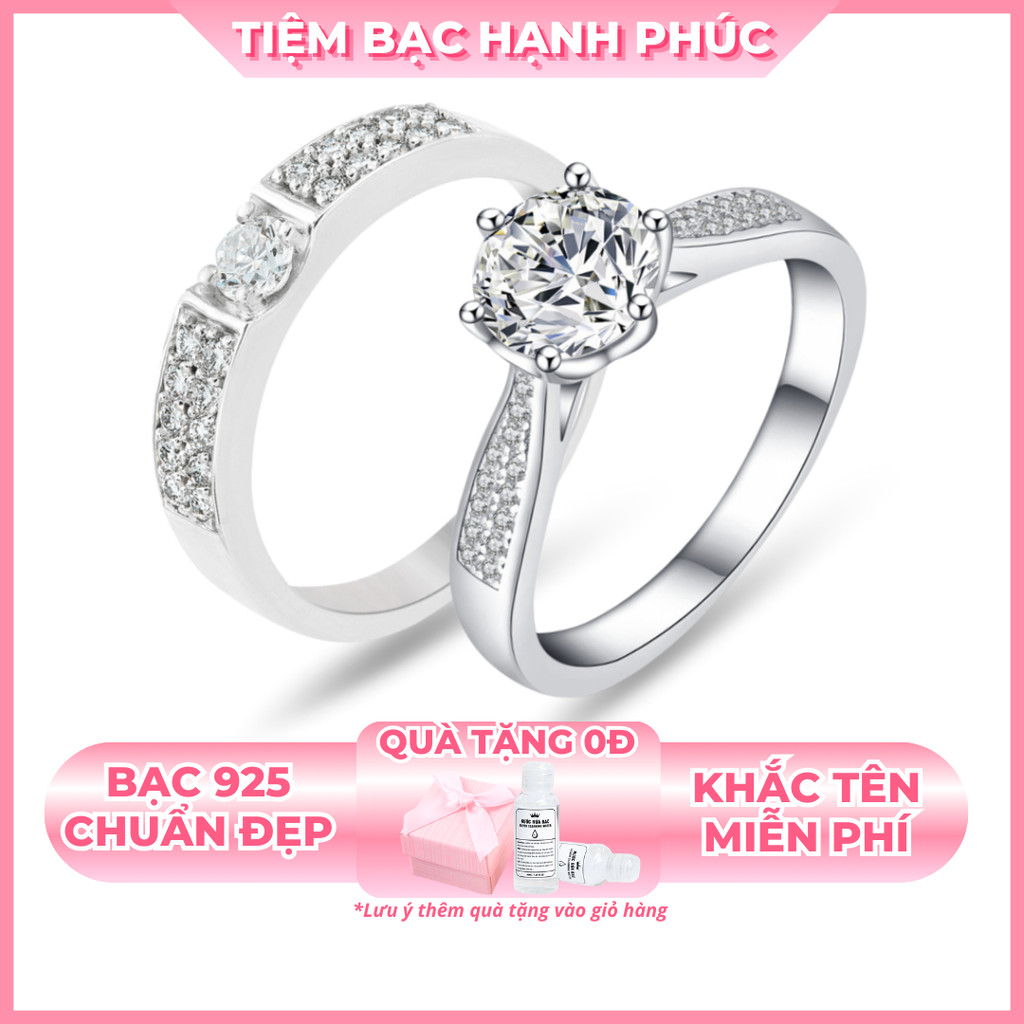 Nhẫn Đôi Bạc 925 Khắc Tên Theo Yêu Cầu TBHP - Nhẫn Cặp Tình Yêu Bạc Ý Cao Cấp Kèm Nước Rửa Bạc (Mã TSJC25)