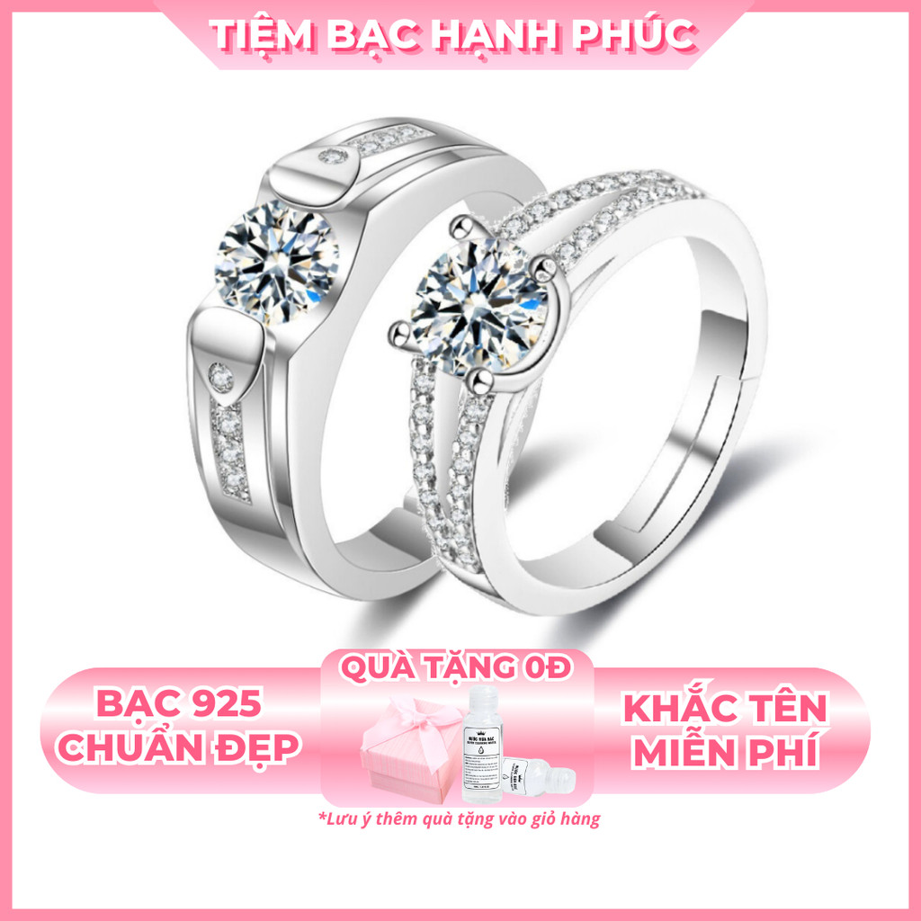 Nhẫn Đôi Bạc 925 Khắc Tên Theo Yêu Cầu TBHP - Nhẫn Cặp Tình Yêu Bạc Ý Cao Cấp Kèm Nước Rửa Bạc (Mã TSJC16)