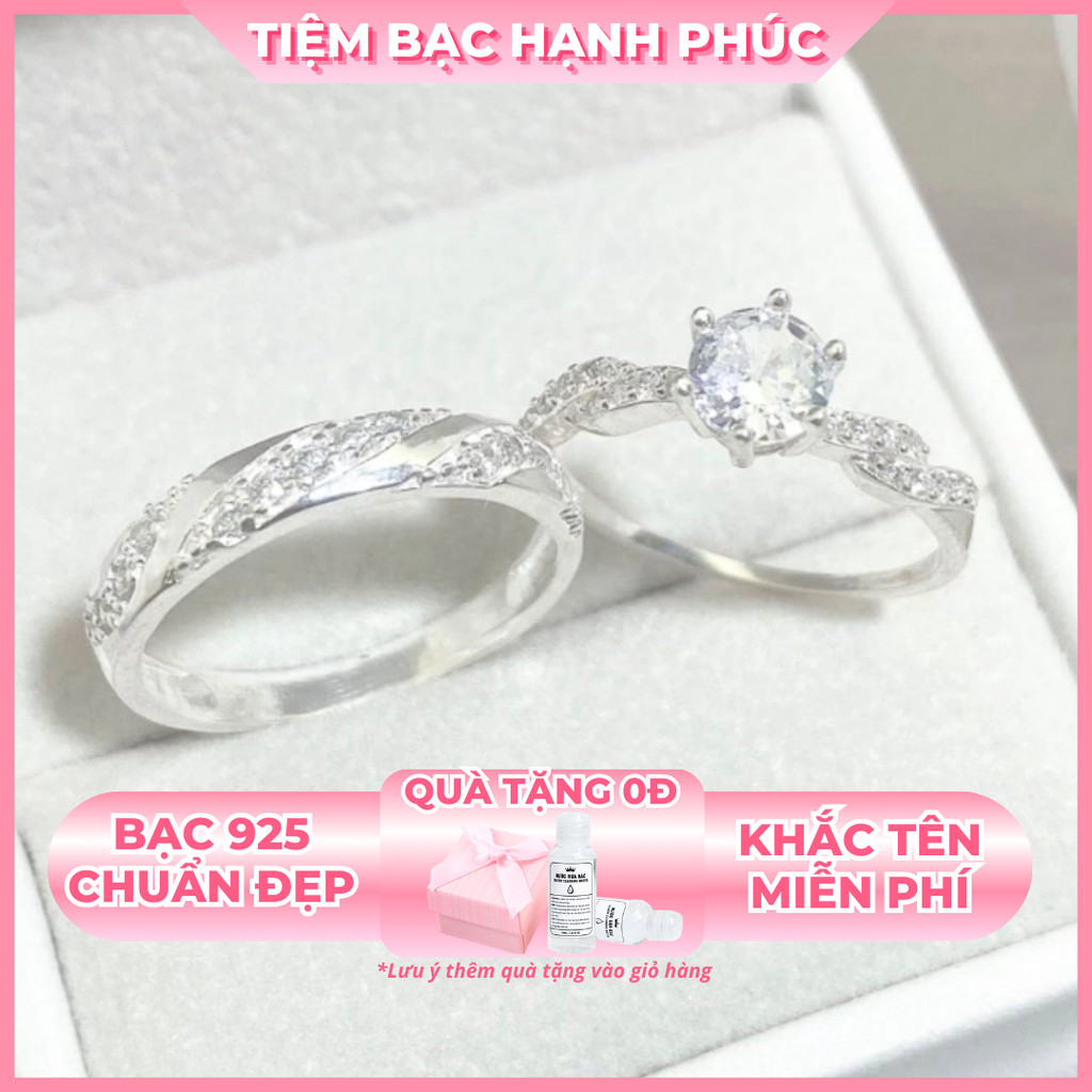 925 Silver Couple Rings, engravable by Tiệm Bạc Hạnh Phúc