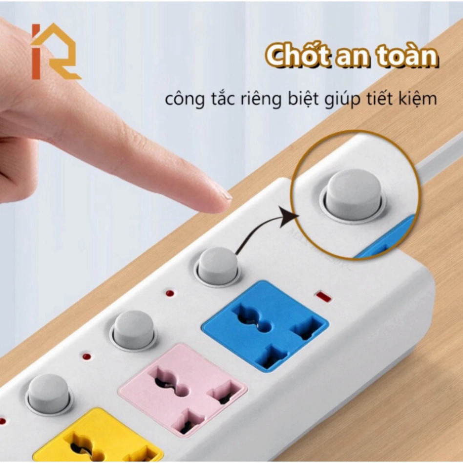 Ổ Cắm Điện USB Đa Năng Cao Cấp Chống Giật Dây Dài 4m, 2 Cổng Cắm USB Có Chốt An Toàn Tiện Dụng HOT
