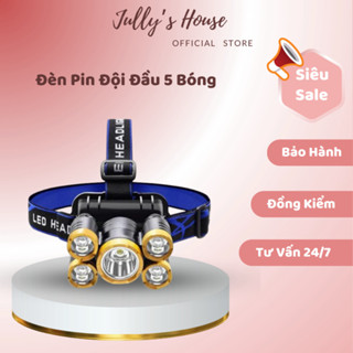 Đèn Pin Đội Đầu 5 Bóng Pin Sạc Thiết Kế Chống Nước IPX4 Công Suất 10W Bóng Led 10000 Giờ  HOT