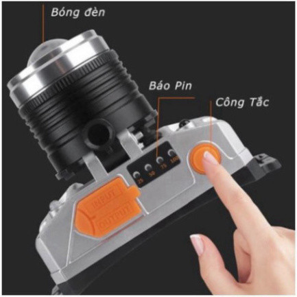 Đèn pin đội đầu siêu sáng 1 bóng chiếu xa 300m cảm biến vẫy tay, chip Led L9 Zoom xa gần, chống nước IPX6, pin trâu HOT