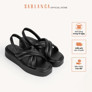 Giày Sandal đế bánh mì 3cm quai chần bông đan chéo Bondi Slingback SABLANCA SK0001