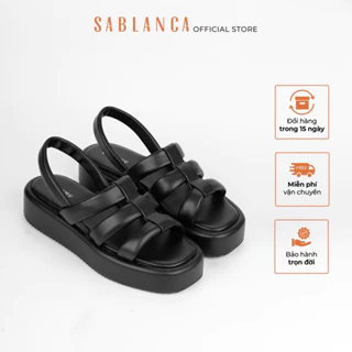 Giày Sandal đế bánh mì 3cm quai chần bông đan ngang Triple Slingback SABLANCA SK0002