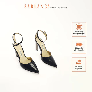 Giày cao gót 10cm mũi nhọn quai cổ chân cao cấp Christy Pointy Heels SABLANCA BN0012