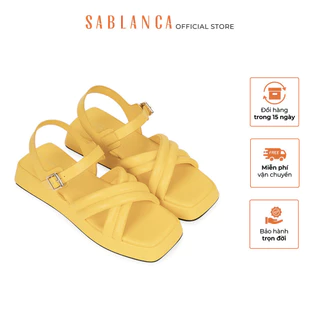 Giày Sandal đế bánh mì 3cm quai chần bông đan chéo SABLANCA SK0058