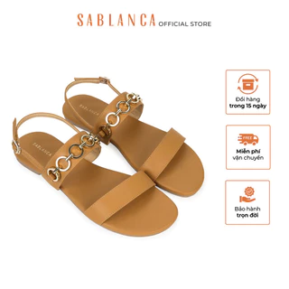 Giày Sandal đế bệt quai ngang phối xích kim loại SABLANCA SK0059 (Tăng 1 size)