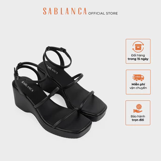 Giày Sandal xuồng 8cm quai ngang mảnh siêu nhẹ êm chân SABLANCA SX0017