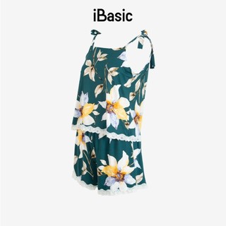 Đồ bộ đồ mặc nhà nữ iBasic thun lạnh quần đùi hai dây hoạ tiết HOMY047