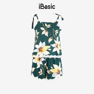 Đồ bộ đồ mặc nhà nữ iBasic thun lạnh quần đùi hai dây hoạ tiết HOMY047