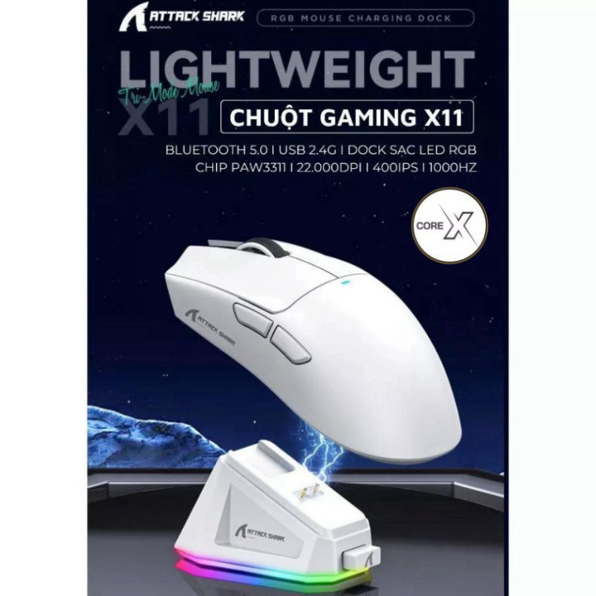 Chuột Gaming Attack Shark R1-X11 Siêu Nhẹ Chip Paw3311 Cực Mạnh 3 Mode Kết Nối Bluetooth / 2.4G / Type-C | BigBuy360 - bigbuy360.vn
